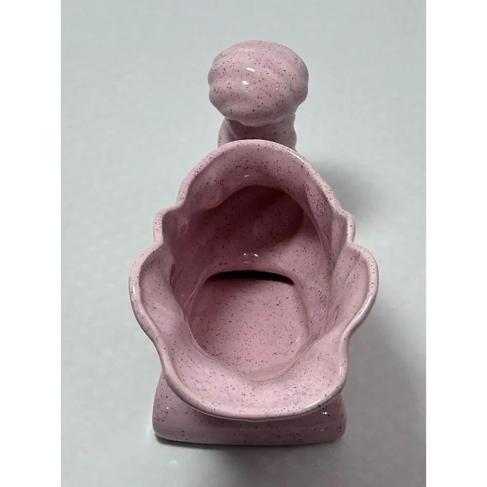 Vintage‎ Cornucopia Horn Art Plenty Pottery Vase Planter Pink Speckled Glaze